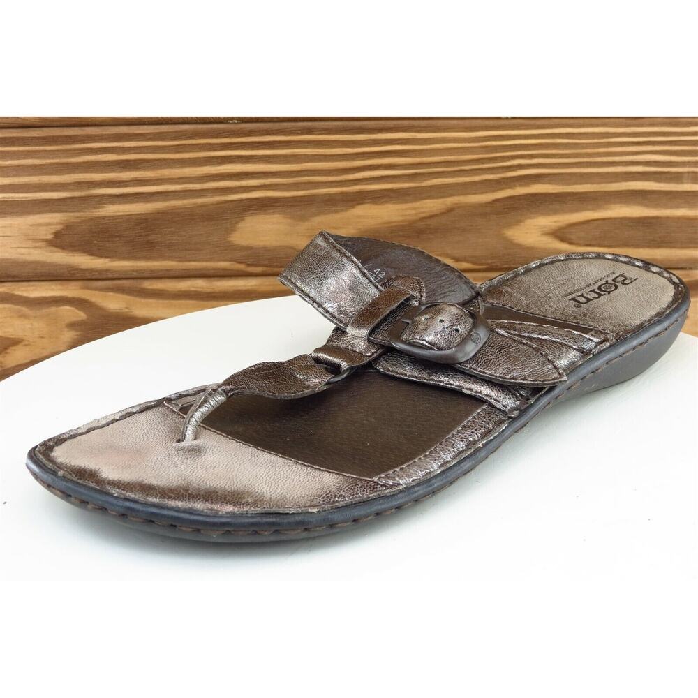Born Metallic Bronze Buckle Thong Sandal